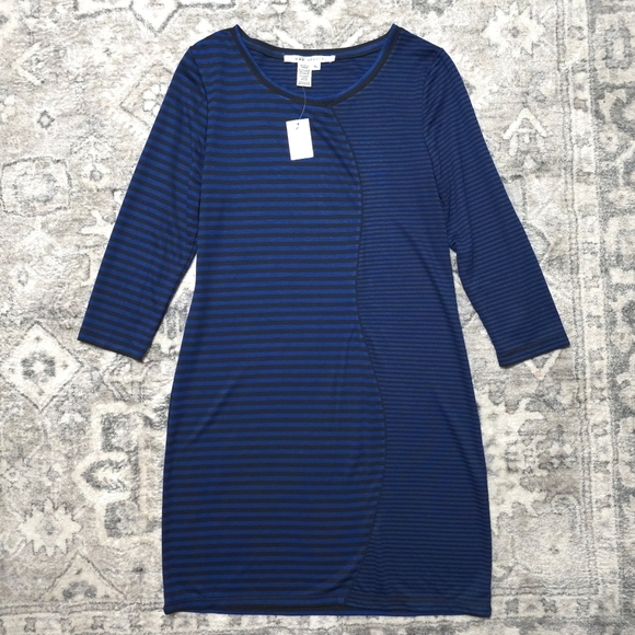 MAX STUDIO Nwt 3/4 Sleeve Royal Striped Pieced Bodycon Knee Length Dress, XL - Picture 12 of 14